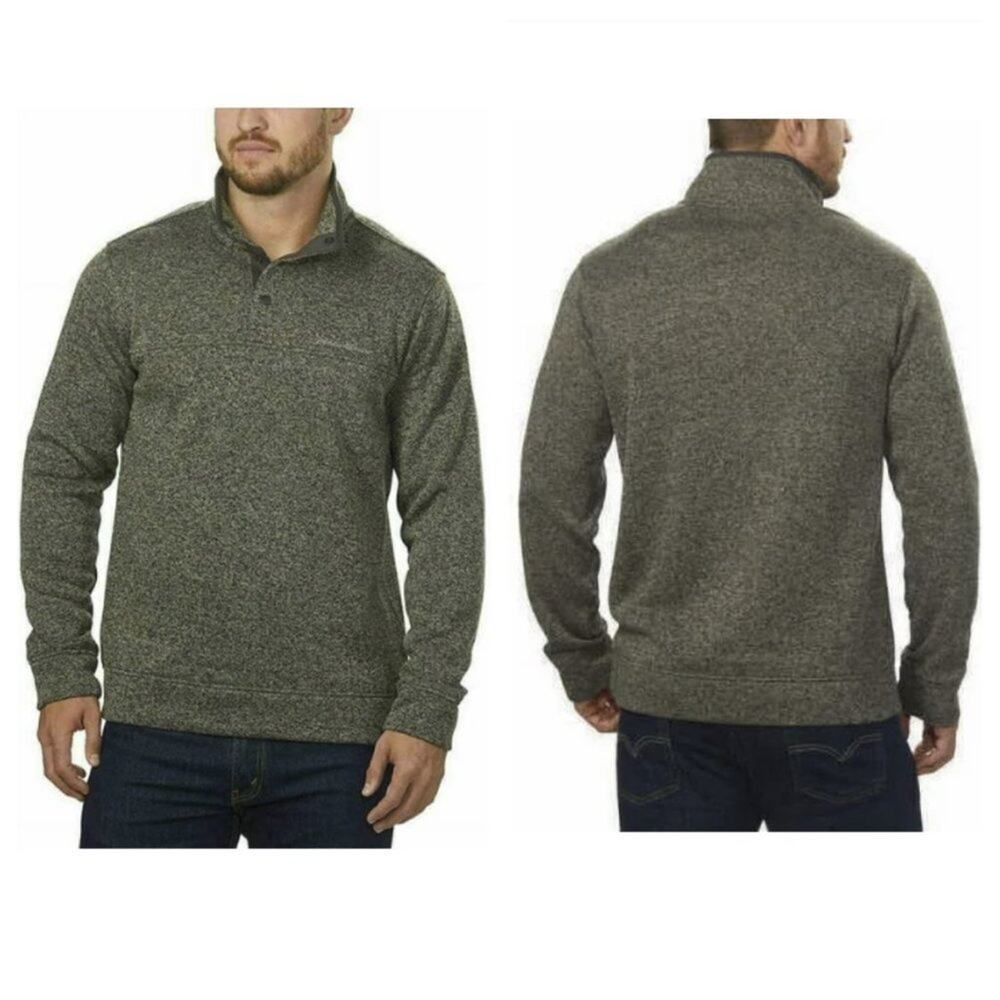 Eddie Bauer Men's Radiator Snap Button Fleece Pullover Green Heather Size M